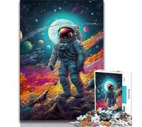Colourful Astronaut Adult Puzzles 1000 Pieces,Help The Brain Exercise Addictive Toys to Cultivate Patience Unique Challenge Game (50x75cm)