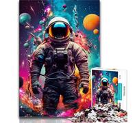 Colourful Astronaut Jigsaw Puzzles for Adults 1000 Piece,Staycation Kill Time with Fully Interlocking Randomly Shaped Pieces (50x75cm)
