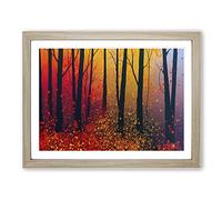 Colourful Autumn Forest Vol.5 Abstract Framed Print | A2 Oak Framed Wall Art | Ready to Hang | Abstract Landscape Picture | Living Room Bedroom Lounge Office