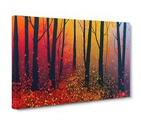 Colourful Autumn Forest Vol.5 Canvas Print | Gallery Wrapped 30mm Frame Wall Art | 30x20 inches | Ready to Hang | Abstract Landscape Picture | Living Room Bedroom Lounge Office