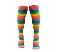 Colourful Baby World Kids Girls Cotton Rich Rainbow Striped Knee Socks (3-5 Years, Pink)