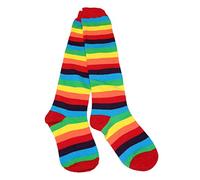 Colourful Baby World Kids Girls Cotton Rich Rainbow Striped Knee Socks (3-5 Years, Red)