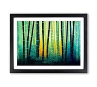 Colourful Bamboo Forest Vol.4 Framed Print | A2 Black Framed Wall Art | Ready to Hang | Modern Landscape Picture | Living Room Bedroom Lounge Office