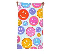 Colourful Beach Towels with Cute Emoji Smiley Faces - Microfibre Bath Towel for Pool and Beach - Girls Bath Towel 130CM X 80CM