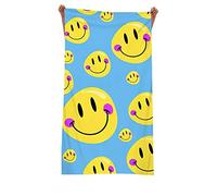 Colourful Beach Towels with Cute Emoji Smiley Faces - Microfibre Bath Towel for Pool and Beach - Girls Bath Towel 130CM X 80CM