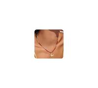 Colourful Beaded Initial Necklaces for Women Gold Plated Bubble Letter Pendant Trendy Letter Necklace Summer Beach Jewellry for Women (Letter R Necklace)(Letter V Necklace)