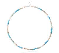 Colourful Beaded Necklaces for Women, Natural Stone Stainless Steel Gemstone Choker Necklace ，Boho Necklaces Beach jewelry for women ，gift for girls ，friends，family, M, Stainless Steel, no
