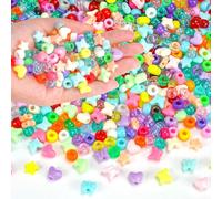 Colourful Beads for Threading, 1000 Pieces Glitter Mix Pony Beads, Crystal Faceted Beads 9 mm, Beads Set for Threading, Glitter Beads for DIY Jewellery Making, Bracelets, Necklace Crafts (A)