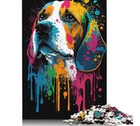Colourful Beagle Dog 500 Piece Jigsaw Puzzle for Adult Toy Intellectual Game Educational Game for Adult Stress Relief Home Decoration 500pcs (52x38cm)