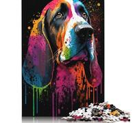 Colourful Beagle Dog Jigsaw Puzzles 500 Pieces for Adults Wooden Puzzles Brain Exercise Challenge Game Entertainment Gifts Teenagers Family Activity 500pcs (52x38cm)