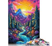 Colourful Beautiful Mountains Puzzle Rectangular Paper Board Paper Rectangular Jigsaw Puzzle for Adult Children 1000pcs (75x50cm)
