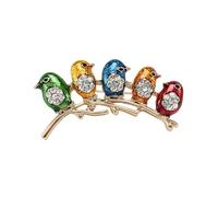 Colourful Bird Brooch for Women, Bohemian Cute Tree Branch Sparrow Animal Brooch Pin for Women Hat Bag Suit Dress Accessories Jewellery