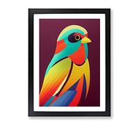 Colourful Bird No.2 Abstract Framed Print | A4 Black Framed Wall Art | Ready to Hang | Abstract Fantasy Picture | Living Room Bedroom Lounge Office