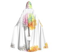 Colourful Birthday Wishes Print Hooded Cloak Witch Cosplay for Halloween | Party Cos Easter Unisex Adult Christmas Reaper Dark Princess Mage Decorative Comfortable Comfort jedi wizard magician