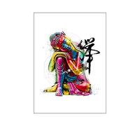 Colourful Buddha Religion Wall Art Posters and Prints Buddhist Watercolour Zen Canvas Painting for Living Room Decor 70x90(28x35in) Frameless