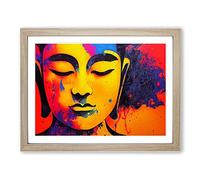 Colourful Buddha Vol.1 Abstract H1022 Framed Print for Living Room Bedroom Home Office Décor, Wall Art Picture Ready to Hang, Oak A4 Frame (34 x 25 cm)