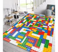 Colourful Building Block Puzzle Print Area Rug, Soft Non-Slip Bedroom Carpet for Boys Girls Teenagers, Gaming Room Floor Mat, Vibrant Geometric Home Decor, Modern Indoor Decor, 100x120 cm, Color 5