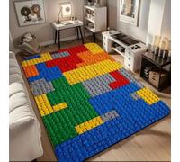 Colourful Building Block Puzzle Print Area Rug, Soft Non-Slip Bedroom Carpet for Boys Girls Teenagers, Gaming Room Floor Mat, Vibrant Geometric Home Decor, Modern Indoor Decor, 120x160 cm, Color 4