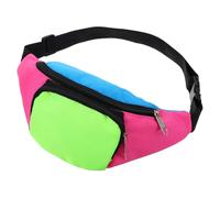 Colourful Bum Bag Women, Adjustable 80s Bum Bag, Two Pockets Bum Bag Festival, Retro Festival Outfit Women, for 80s Theme Party, Bum Bag for Festivals, Costumes and Everyday Use, Blue pink yellow, 30