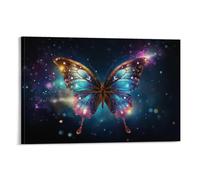 Colourful Butterflies Canvas Wall Art, Stretched And Framed - 60x90cm | Tropical Mystery Animals Picture Canvas Print, Ready to Hang Artwork Wall Decor for Living Room, Bedroom, Office