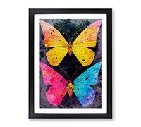 Colourful Butterflies No.3 Framed Print | A2 Black Framed Wall Art | Ready to Hang | Modern Nature Picture | Living Room Bedroom Lounge Office