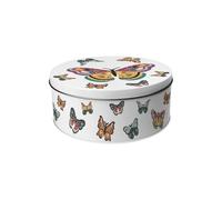 Colourful Butterflies Small Cake Tin - Pretty Kitchen Gifts for Nature Lovers - Round Metal Storage Container for Baking 18 x 7cm