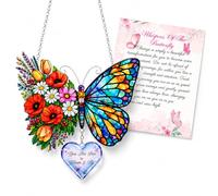 Colourful Butterfly Acrylic Suncatcher Hanging Ornament | Whispers Of The Butterfly Heart Charm Window Decor, Inspirational Gift For Women With Greeting Card