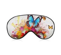 Colourful Butterfly and Floral Eye Mask, Side Sleeping Mask Light Blindfold Sleeping Mask Nose Pad and Elastic Band for Children Women and Men
