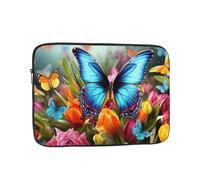 Colourful Butterfly and Floral Laptop Case 12 inch, TSA Laptop Sleeve Shockproof Protective Notebook Case Water Resistant Computer Carrying Cover Briefcase Handbags Men Women Computer Bag
