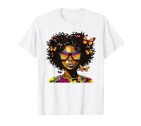Colourful Butterfly Hair Afro Melanin Queen T-Shirt