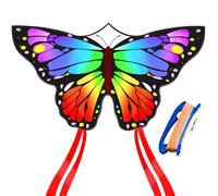Colourful butterfly kite for children and adults (55 x 29 inches) - easy to fly for beach, beginners and family fun, large single-line kite with 300 ft cord handle.