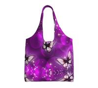 Colourful Butterfly Print Canvas Tote Bag Shoulder Handbag Large Capacity Shopping Bag