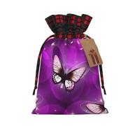 Colourful Butterfly Print Christmas Drawstring Gift Bags Large Xmas Present Storage Bag