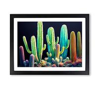 Colourful Cactus H1022 Framed Print for Living Room Bedroom Home Office Décor, Wall Art Picture Ready to Hang, Black A2 Frame (64 x 46 cm)