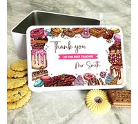 Colourful Cakes Frame Thank You Teacher Rectangle Personalised Treat Tin Personalised Gift | Custom Gift | Personalized Tin | Cake, Biscuit & Treat Tins | Gift For Her | Gift For Him