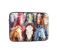 Colourful Cartoon Horses Laptop Bag 12 inch Business Briefcase Gifts for Men Women Water Resistant Laptop Sleeve Carry On Laptop Case Shockproof Protective Computer Bag Notebook Case