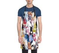Colourful Cartoon Horses print Apron, Aprons with Adjustable neck Straps, Oxford Cloth Aprons for Cooking Baking, Black, One Size, Black, One Size