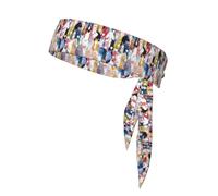 Colourful Cartoon Horses Print Ninja Headbands,Adjustable Head Tie For Men, Sports Sweatband For Yoga Running Basketball