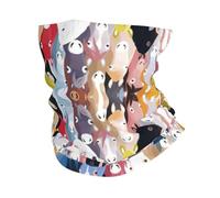 Colourful Cartoon Horses Print Windproof Neck Gaiter, Warmer Scarf Breathable Half-Face Mask Ski Mask Unisex For Outdoor