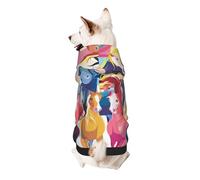 Colourful Cartoon Horses Printed Dog Hoodie Soft Dog Sweatshirt Cute Cat Dog Clothes for Small Dogs Kitten Puppy, XL