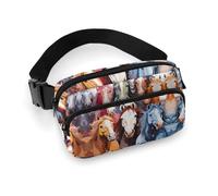 Colourful Cartoon Horses Printed Fanny Pack Fanny Packs for Women Men,Crossbody Bag Large Chest Bag with Adjustable Strap for Outdoors Workout Traveling Casual Running, Colourful Cartoon Horses,