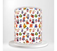 Colourful Cartoon Superhero Animals Cat Dog Lion Rhino Wrap Around Print A4 Edible Paper Icing Sheet Cake Topper Side Ribbon Border Decor for Personalised Themed Decorations