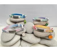 Colourful Cat Collar with a Customizable ID Tag - the perfect blend of style, safety, and personalization for your beloved feline friend! (Purple & Green(19-30CM,7-11 inch))