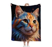 Colourful Cat Pattern Single Size Throw Blanket 50x60 Inches, Fashion Microfiber 3D Print Throw for Home Decoration, Lightweight Flannel Blanket for Sofa Bed Chairs ab525