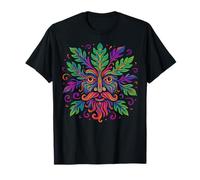 Colourful Celtic Green Man Pagan Gift For Wiccans T-Shirt