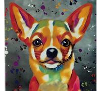 Colourful Chihuahua Dog Art Birthday Card, Blank Inside