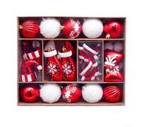 Colourful Christmas Baubles Set - 45 Pcs Shatterproof | Plastic Ornaments for Indoor and Outdoor Tree Decor, Golden Brown White Red Candy Hues, Festive Holiday Hanging Balls