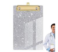 Colourful Clamping Discs - Glitter Binder Clip Boards | Lightweight Decorative A6 Acrylic Clipboard | Gold Clip Office Folder Board | Student Supplies Meeting Record Writing Pad for Doctor Nurse