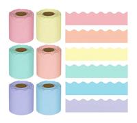 Colourful Classroom Bulletin Board Borders Waterproof Corrugated Display Trims for School Office Home Party | 6 Vibrant Rolls Wave Design Border for Whiteboards Chalkboards Wall Displays (Macaron)