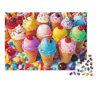 Colourful cone 1000pcs ice cream design paper puzzle for adults educational candy jigsaw brain training wall decor 38x26cm/1000pcs